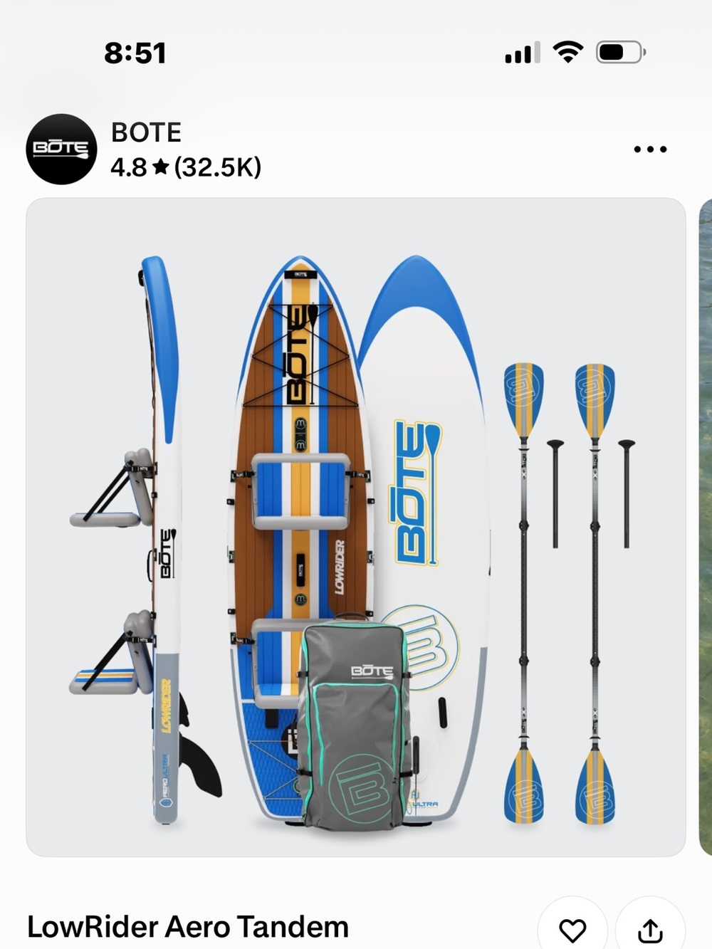 LowRider Aero Tandem Inflatable or SUP - Blue/White/Brown